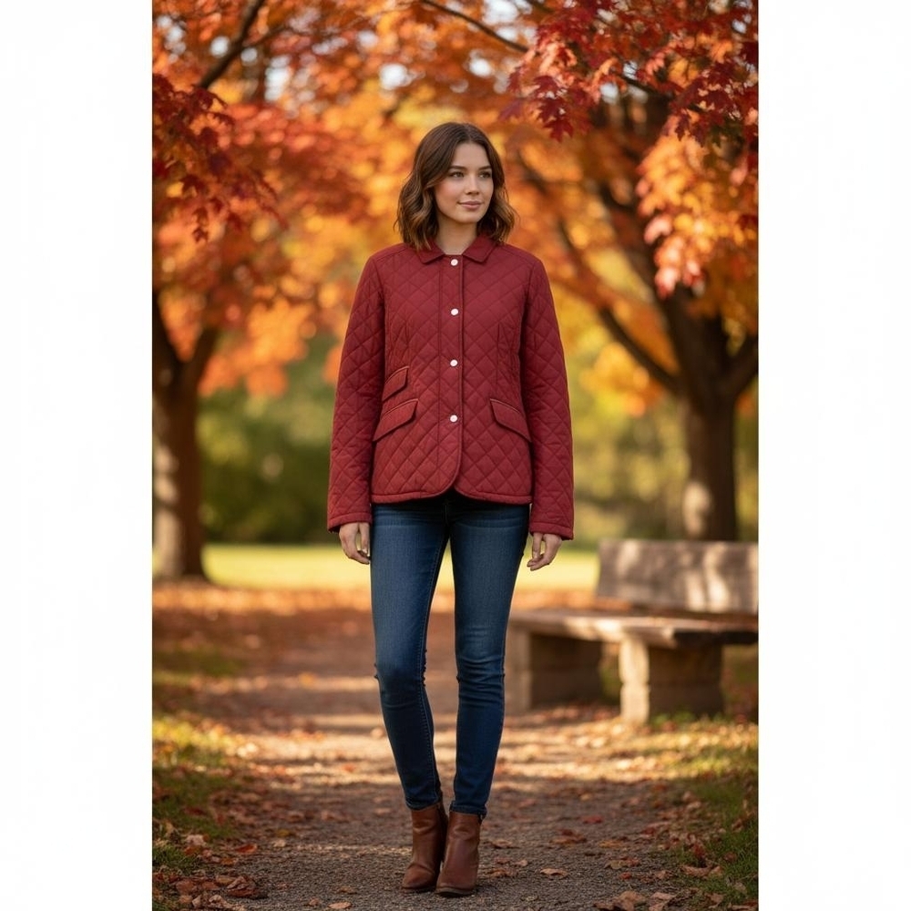 Massimo Dutti burgundy quilted jacket size XL